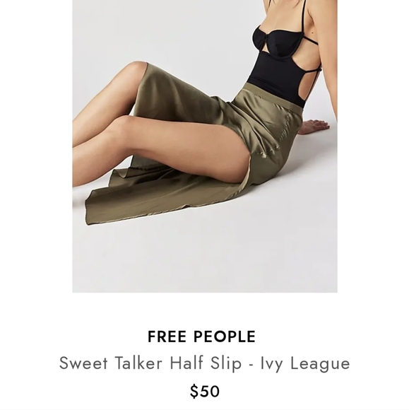 Free People Intimately Sweet Talker Half Slip in Ivy League - Picture 2 of 2